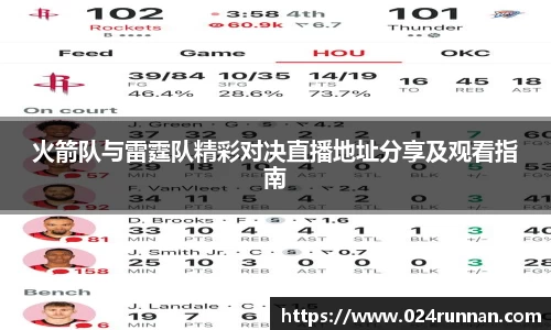 火箭队与雷霆队精彩对决直播地址分享及观看指南
